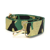 POM Green Mix Lurex Camo adjustable wide bag strap (British brand)