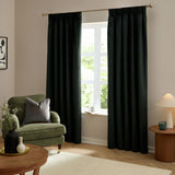Furn Ultimate Velvet Blackout Pencil Pleat Curtains - Black - 229x183cm