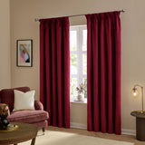 Furn Ultimate Velvet Blackout Pencil Pleat Curtains - Burgundy - 229x183cm