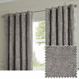 Paoletti Lustre Velvet Eyelet Curtains - Pewter - 229x137cm