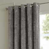 Paoletti Lustre Velvet Eyelet Curtains - Pewter - 229x137cm
