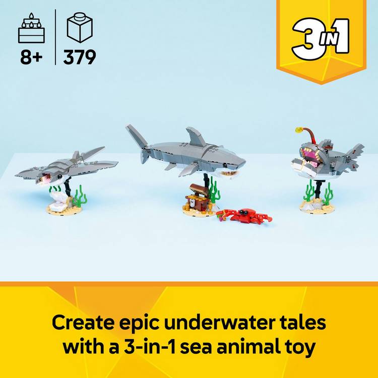 LEGO Creator 3in1 Fierce Shark set 379 pieces, UK version