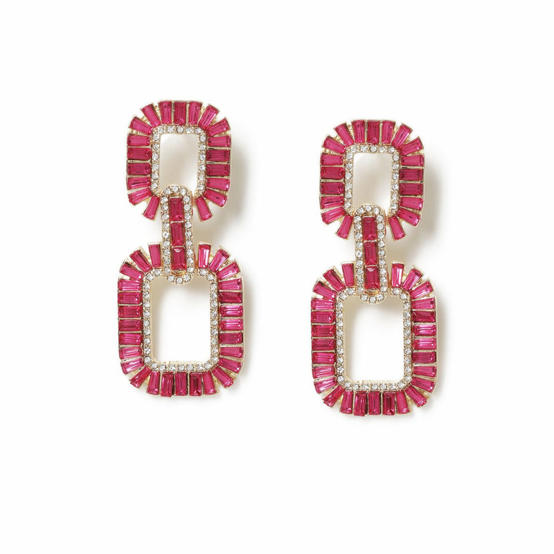 Freedom pink crystal link drop earrings - British product