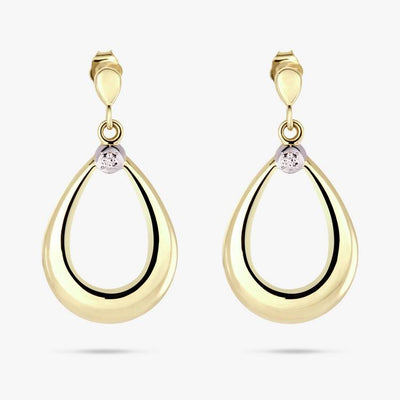 Argos Revere 9ct Yellow Gold Pear Shaped Drop Earrings with Brilliant Cut Diamond- Buy online at McGrocer