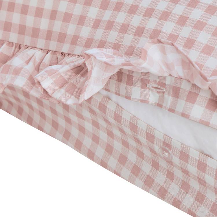 Argos Home pink gingham double bedding set - British product