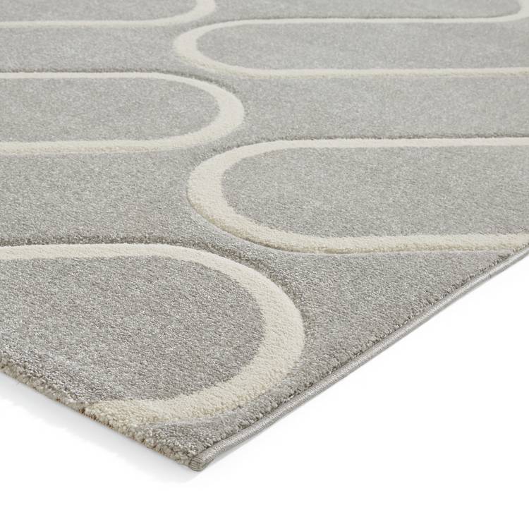 Catherine Lansfield Curve Grey short pile rug 80x150cm, UK version