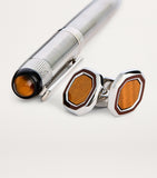 Tateossian palladium-plated pen and cufflinks set (British brand)