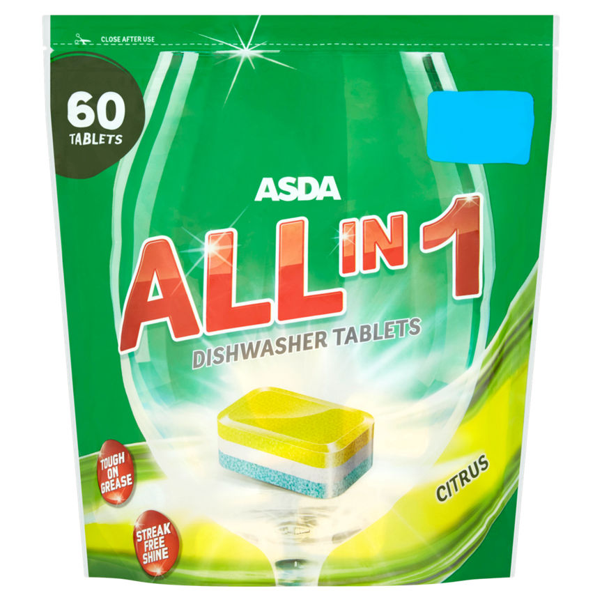 ASDA All in 1 Citrus Dishwasher Tablets Accessories & Cleaning ASDA   