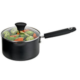 Habitat 18cm aluminium black lidded saucepan (British brand)