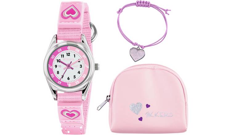 Tikkers Kid's Pink Heart Watch, Bracelet and Purse Set GOODS Argos