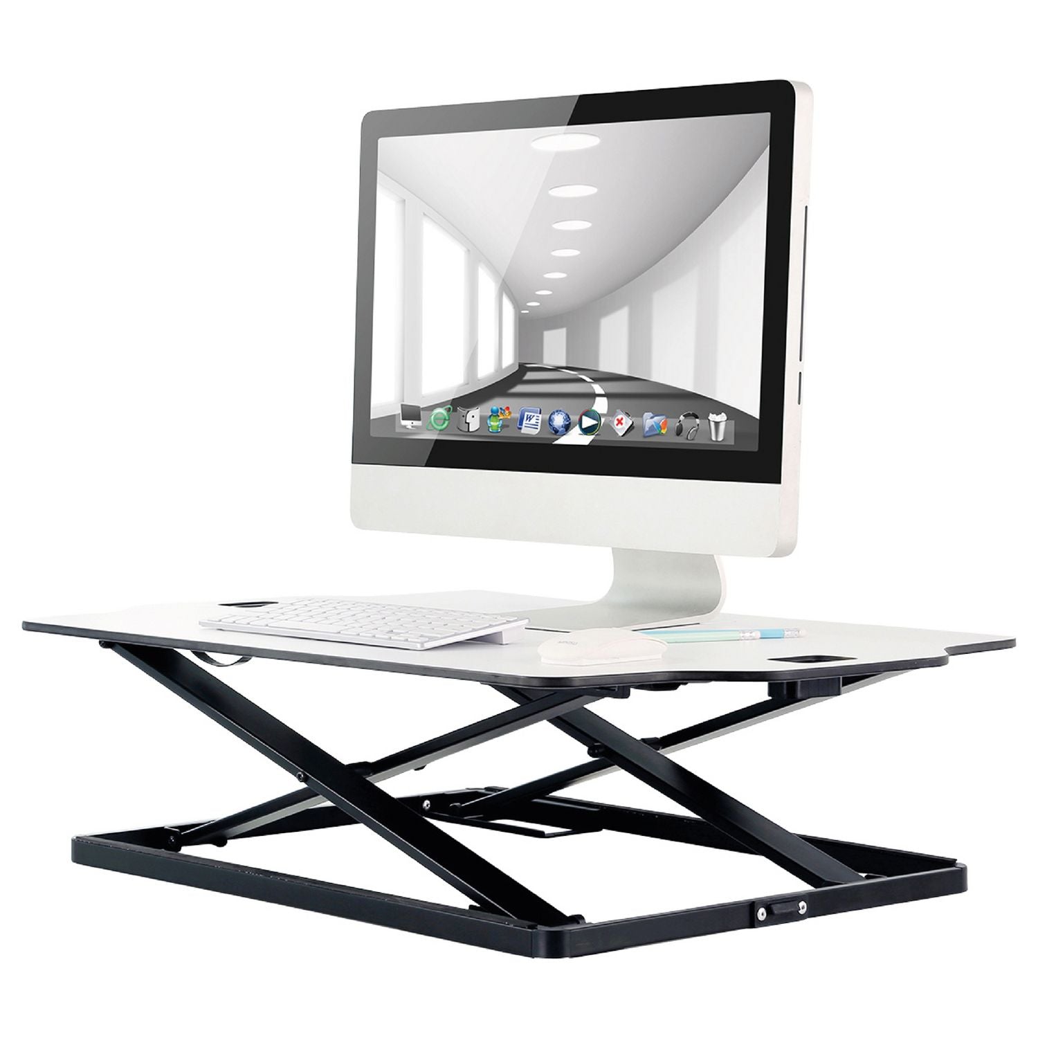 ProperAV stand up desk workstation white, British brand