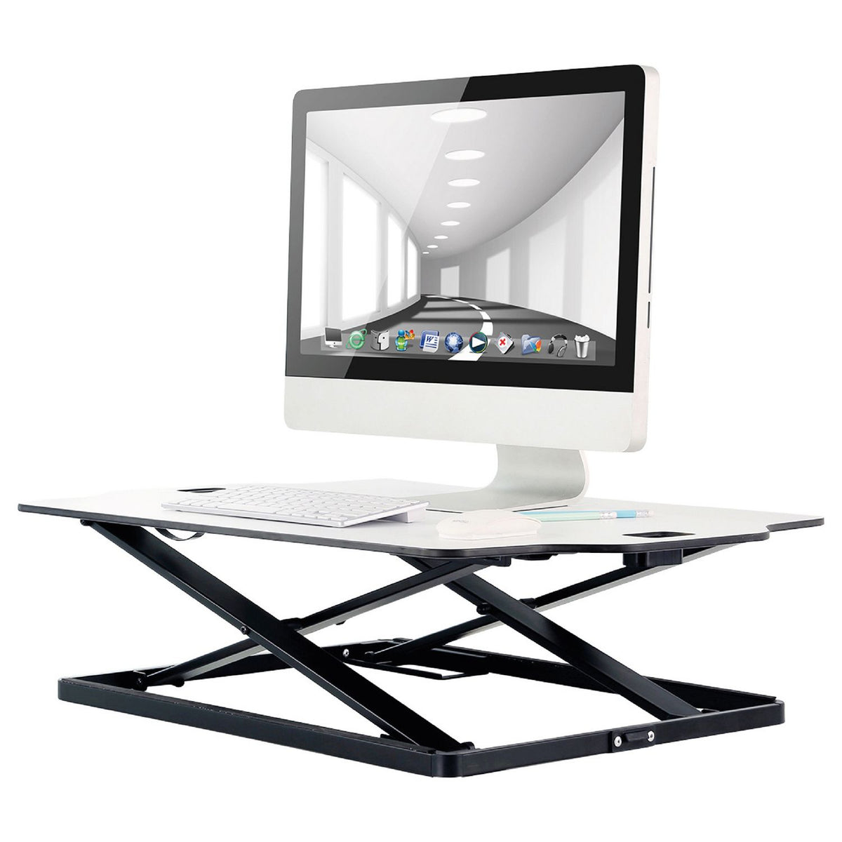 ProperAV stand up desk workstation white, British brand