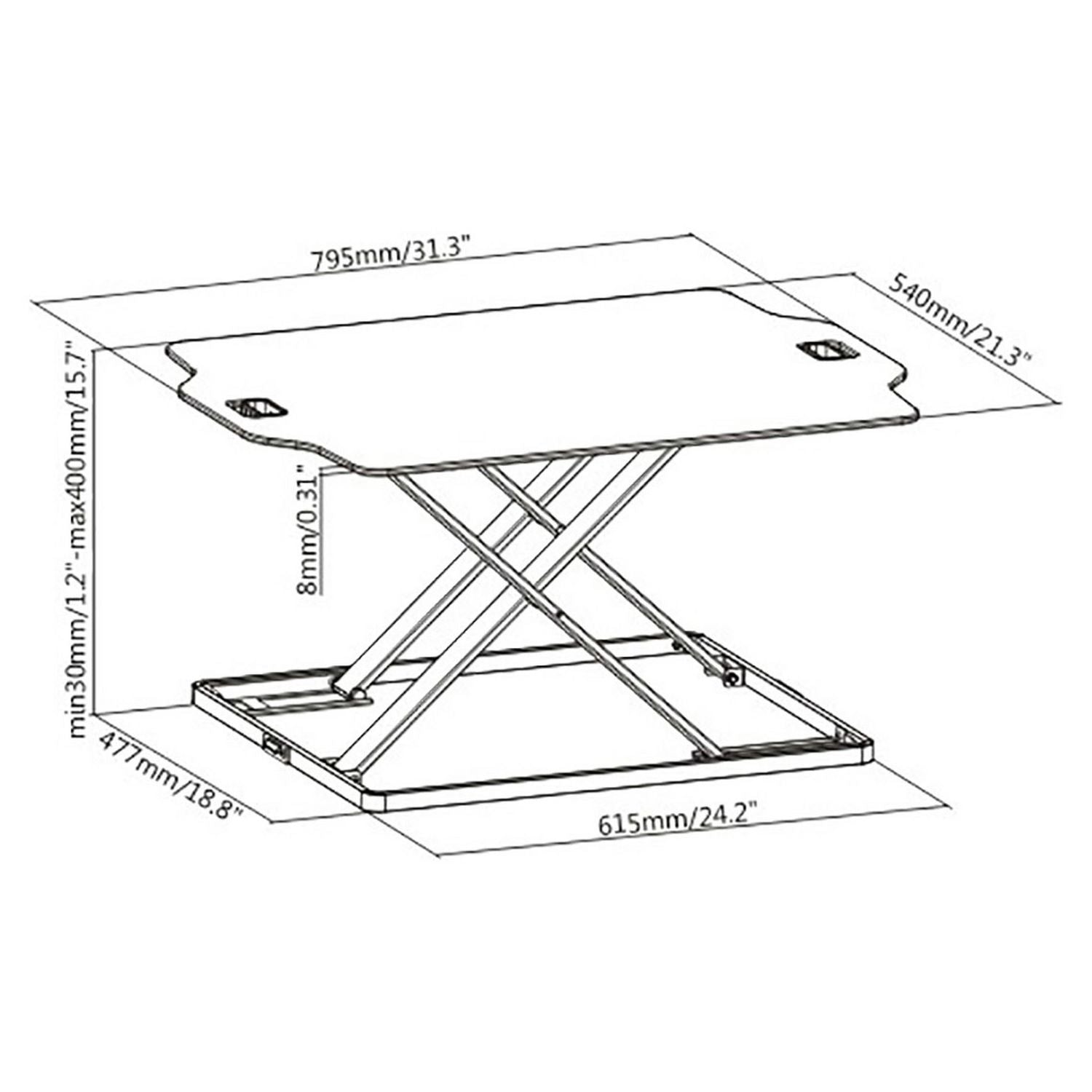 ProperAV stand up desk workstation white, British brand