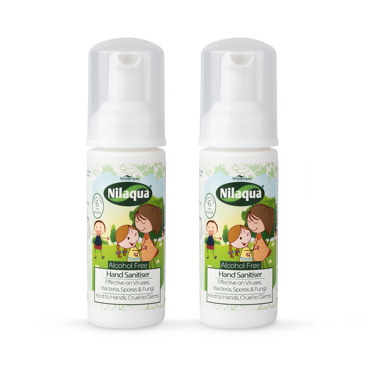 Nilaqua hand sanitiser alcohol free twin pack 50ml - British product