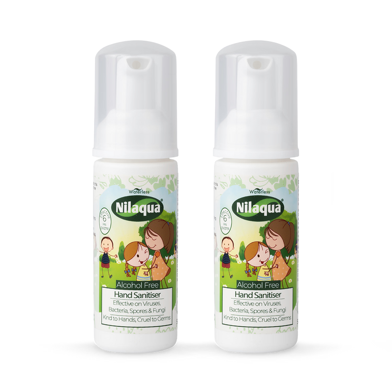 Nilaqua hand sanitiser alcohol free twin pack 50ml - British product