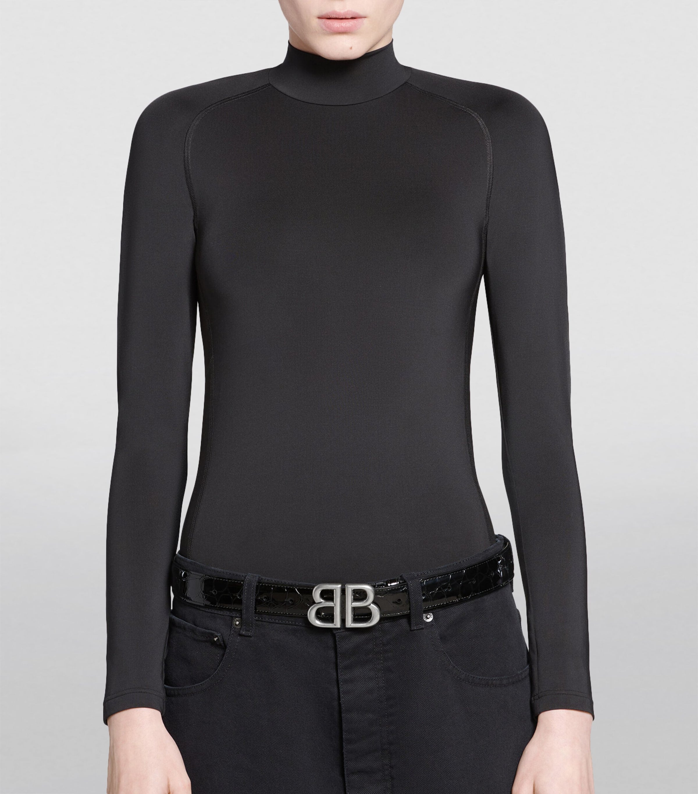 Balenciaga patent leather logo belt, UK version