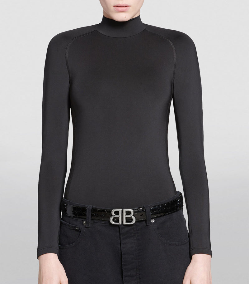 Balenciaga patent leather logo belt, UK version