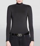 Balenciaga patent leather logo belt, UK version