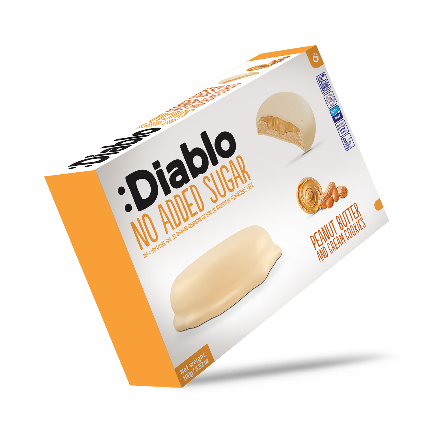Diablo no added sugar peanut butter cookies 100g (British brand)