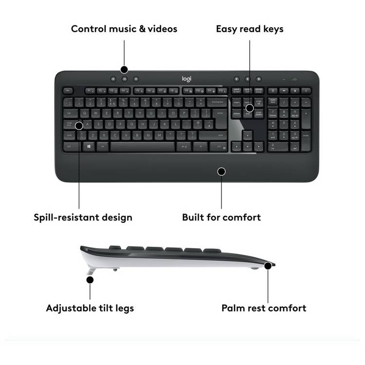 Logitech MK540 wireless mouse and keyboard combo, UK version