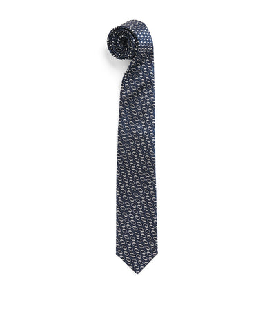 Harrods Isaia Silk Geometric Jacquard Tie- Buy online at McGrocer