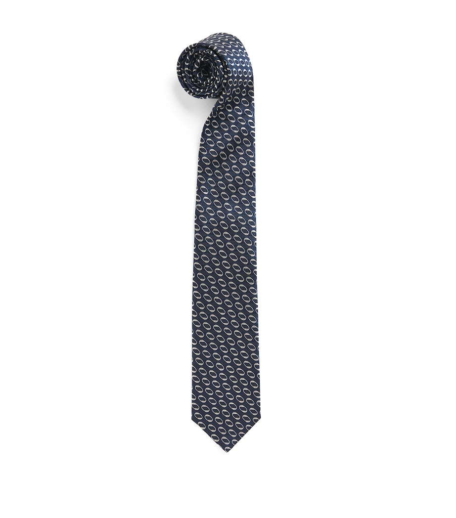 Isaia geometric jacquard silk tie 8.5cm (British brand)