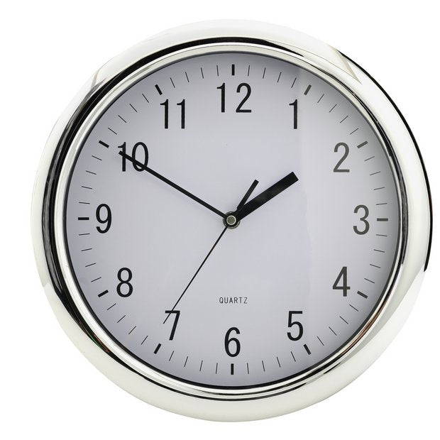 Argos Home quartz wall clock chrome 29cm, UK version