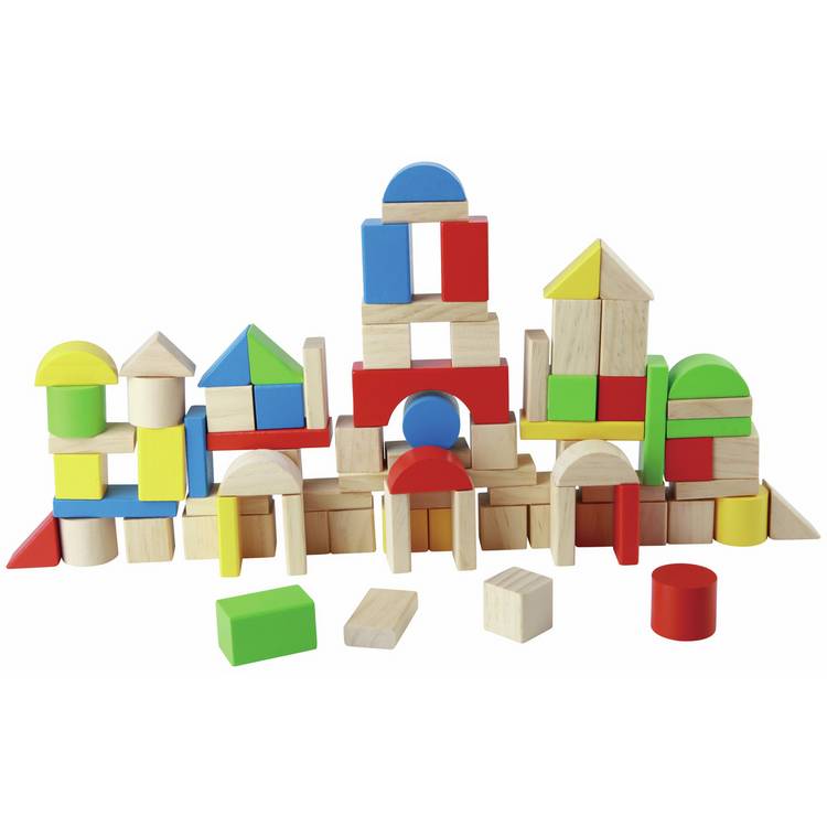 Chad Valley PlaySmart Wooden Block Set - 80 Pieces
