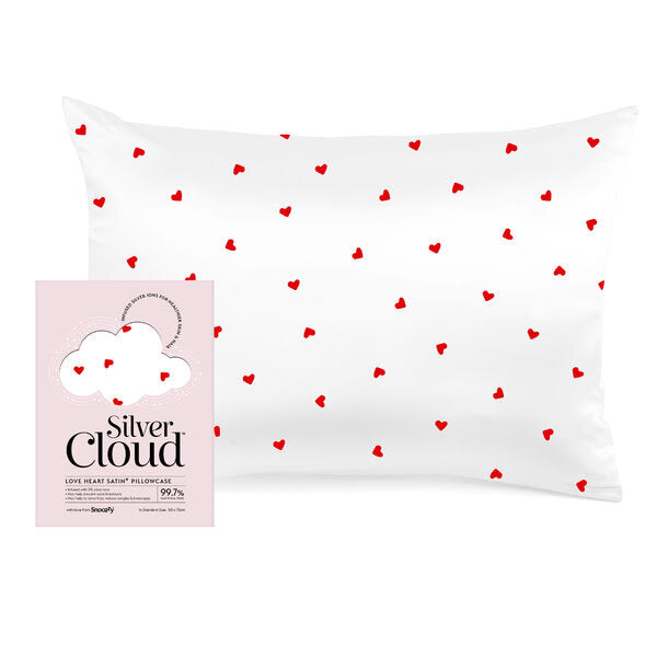 Silver Cloud Heart Print Satin Pillowcase With Silver Ions GOODS Superdrug   