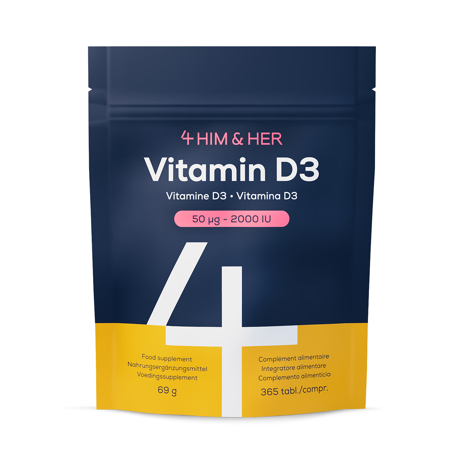 4 Him & Her Vitamin D3 supplement 50µg 365 tablets (British brand)