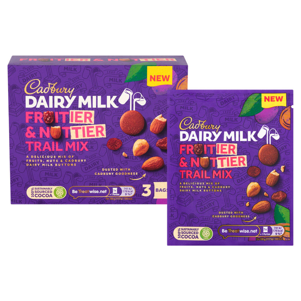 Cadbury Fruitier & Nuttier Chocolate Trail Mix Pack x3 105g