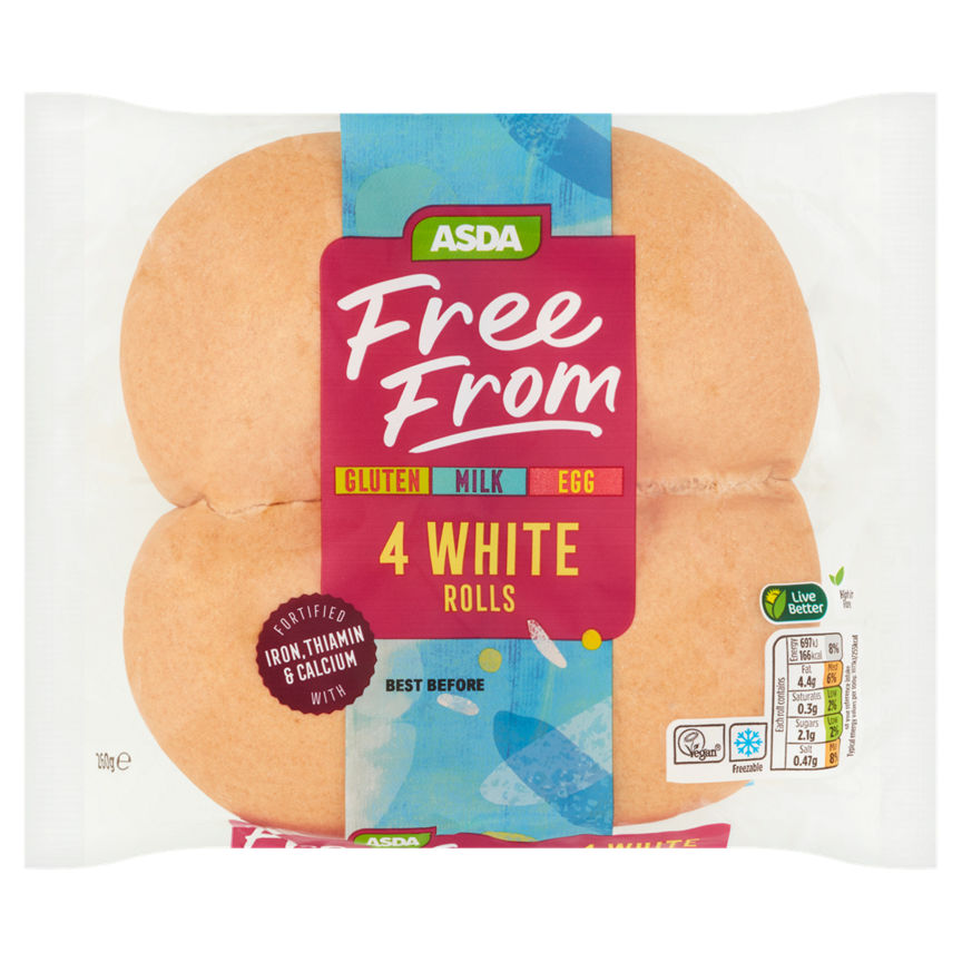 ASDA Free From 4 White Rolls