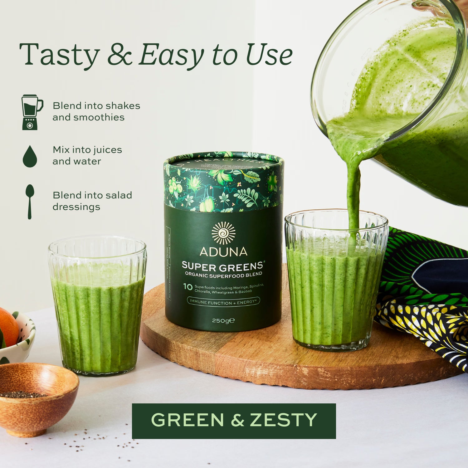 Aduna Super Greens Organic Superfood Blend 250g - British product