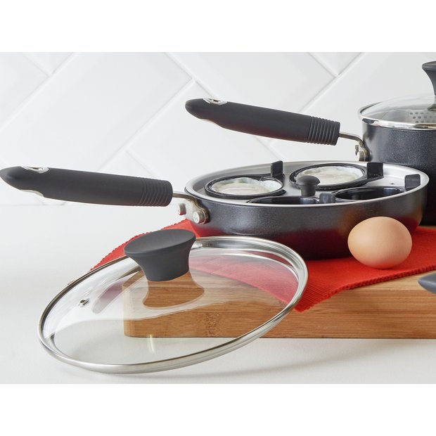 Argos Home black aluminium egg poacher 20cm - British product