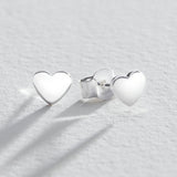 Revere sterling silver heart stud earrings 7mm - British product