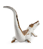 Lladró crocodile figurine white porcelain gold lustre, UK version