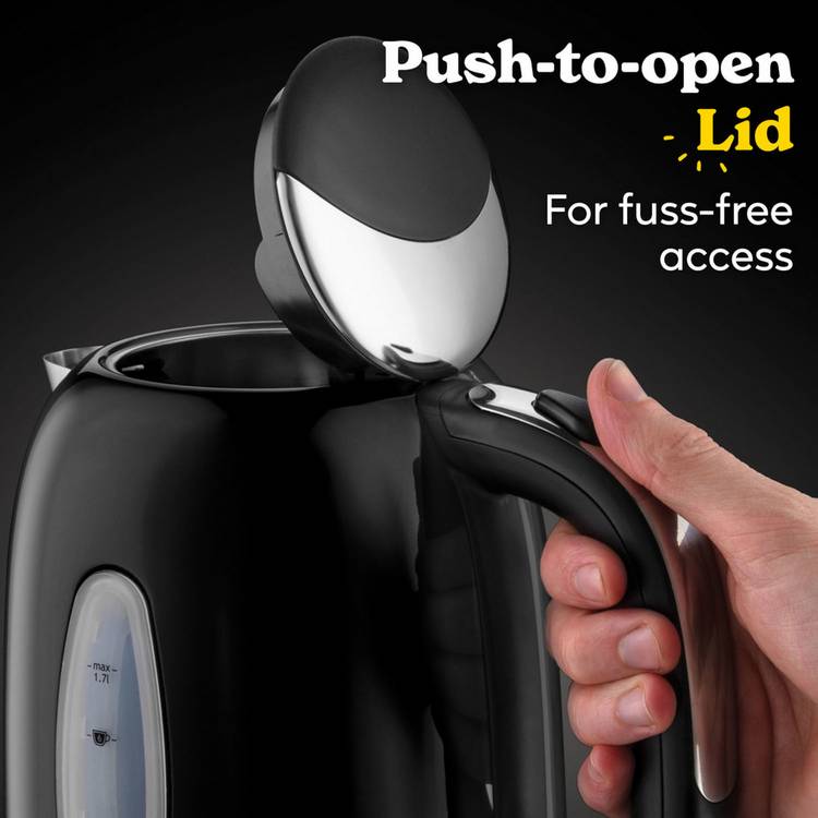Russell Hobbs Worcester stainless steel kettle black 1.7L, imported from the UK