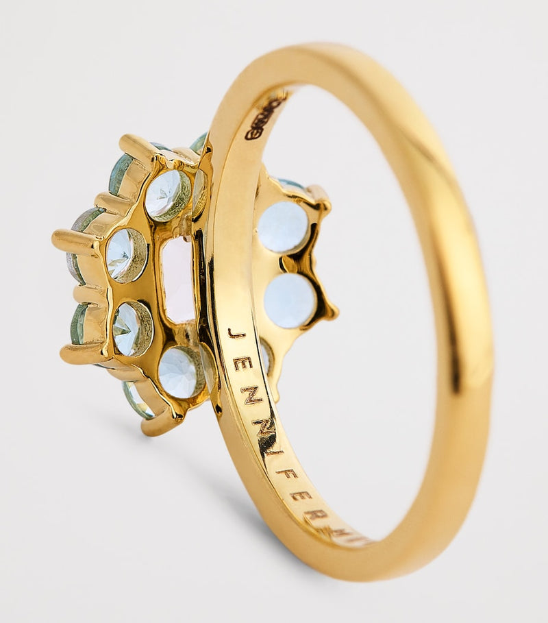 Jennifer Meyer 18kt gold aquamarine flower ring, UK version