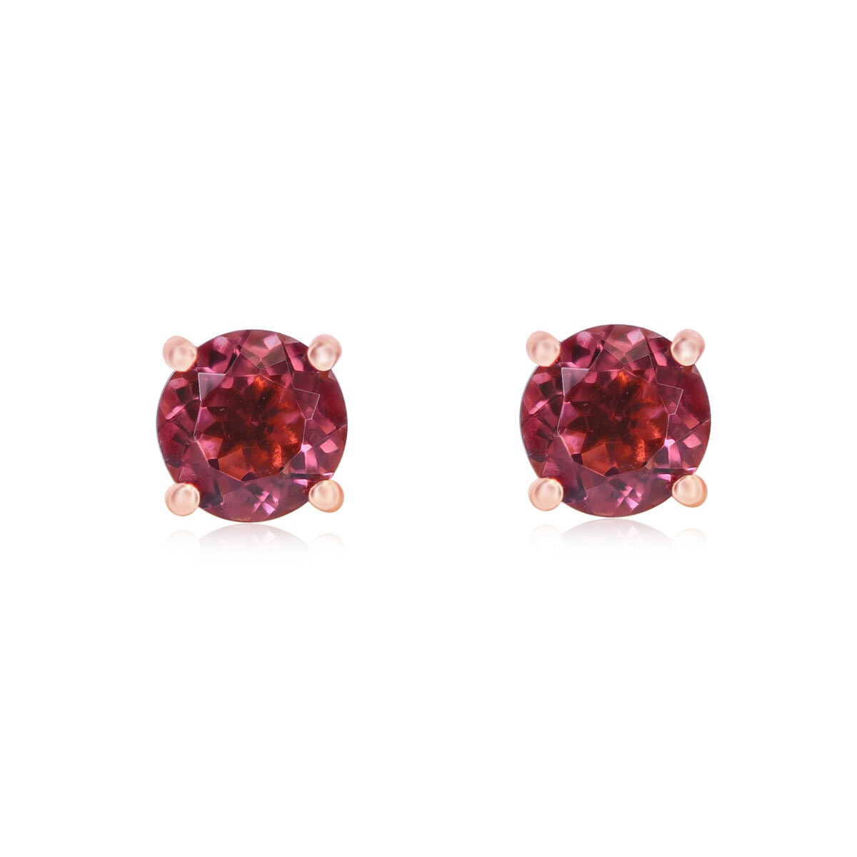 Pink Tourmaline Stud Earrings 14ct Rose Gold 6mm - British product