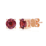 Pink Tourmaline Stud Earrings 14ct Rose Gold 6mm - British product