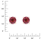 Pink Tourmaline Stud Earrings 14ct Rose Gold 6mm - British product