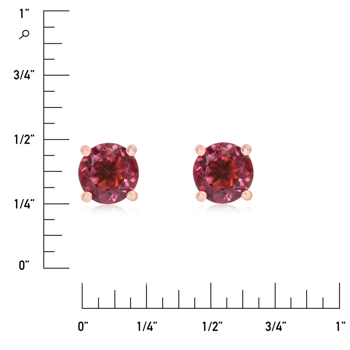 Pink Tourmaline Stud Earrings 14ct Rose Gold 6mm - British product