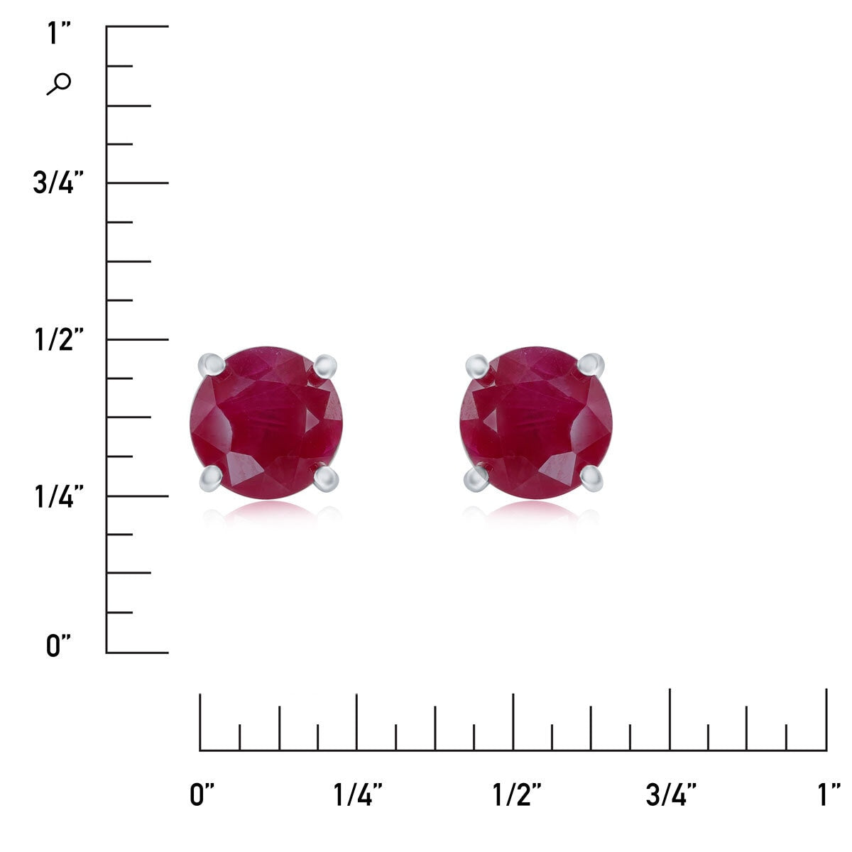 Round cut ruby earrings 14ct white gold 6mm UK version
