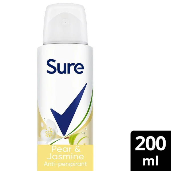 Sure Pear Jasmine anti-perspirant deodorant aerosol 200ml (British brand)