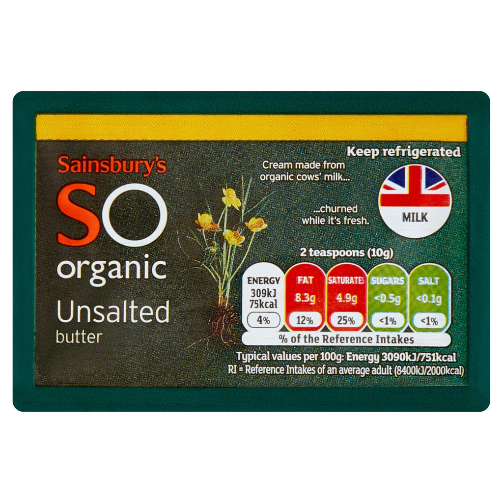 Sainsbury's British Butter Unsalted, SO Organic 250g