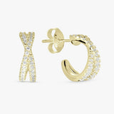 Revere gold plated sterling silver crossover earrings with cubic zirconia (British brand)