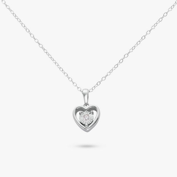 Revere cubic zirconia heart pendant on 18-inch chain, UK version