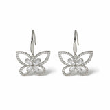 Freedom butterfly earrings silver-tone crystal mini drop 40mm (British brand)