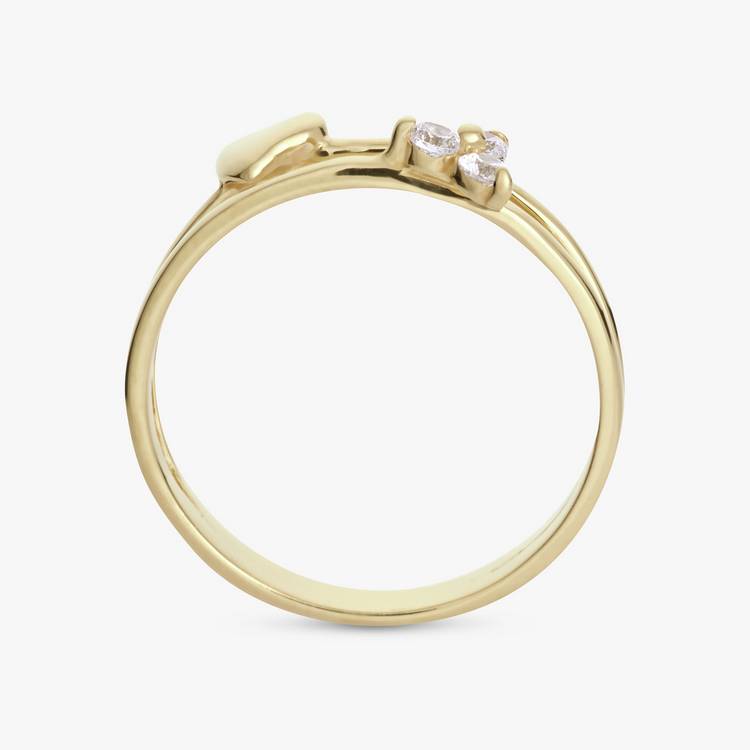 Revere gold plated hearts double band ring medium - British product