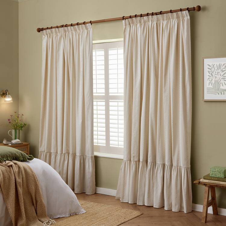 Wylder Birdie Stripe curtains natural 117x137cm, imported from the UK